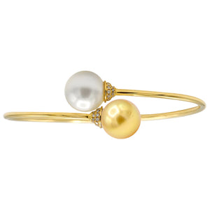 18KY South Sea Pearl Hapa Flex Bangle