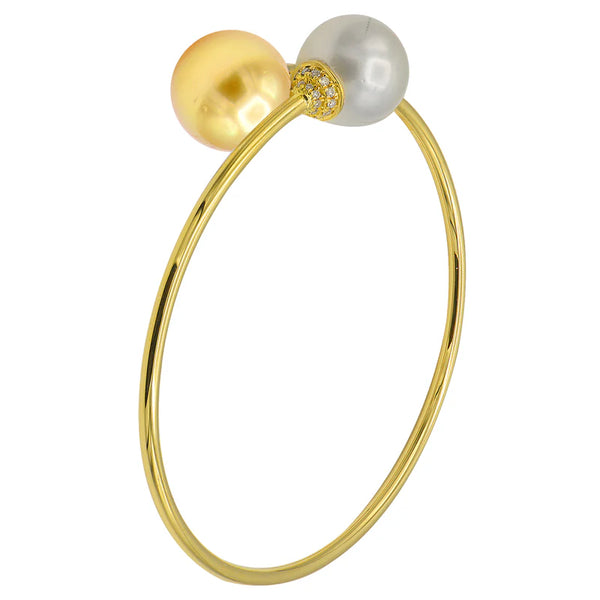 18KY South Sea Pearl Hapa Flex Bangle