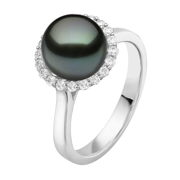 14K WG Herenui Tahitian Pearl Diamond Ring