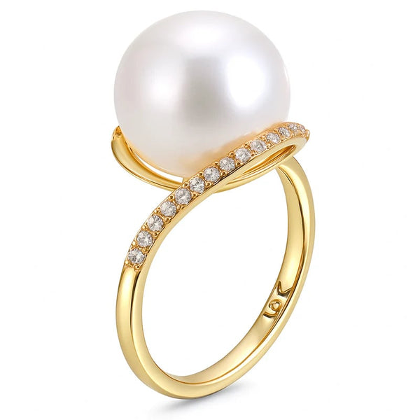 18KY South Sea Pearl & Diamond Ring
