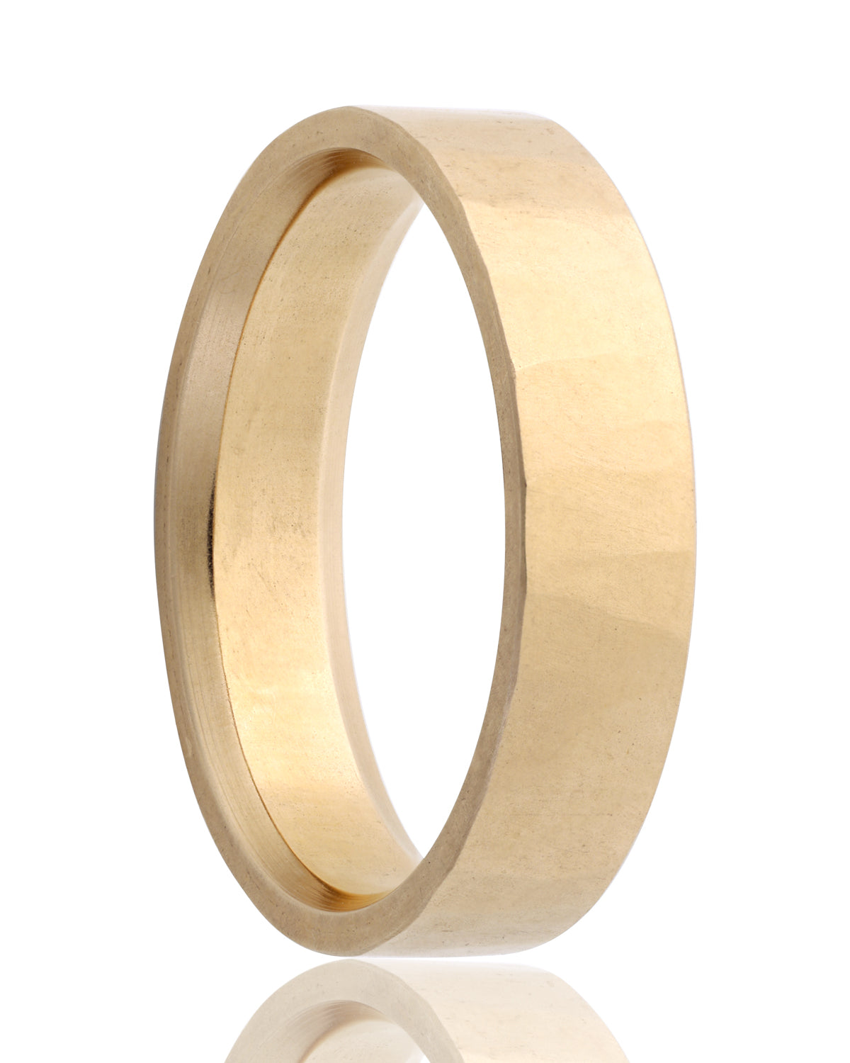 14K Yellow Gold Flat Hand Forged 5mm Band