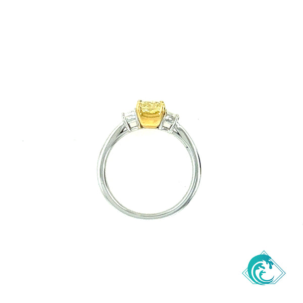 18K Radiant 1.5ct GIA Fancy Yellow Diamond Ring