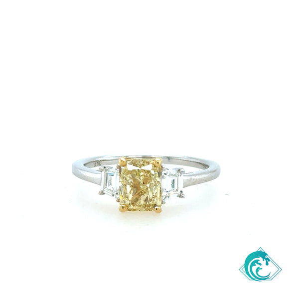 18K Radiant 1.5ct GIA Fancy Yellow Diamond Ring