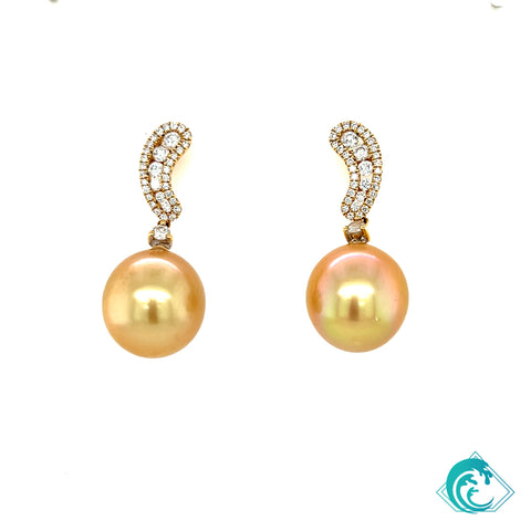 18KY Golden Indonesian Pearl Gia Earrings