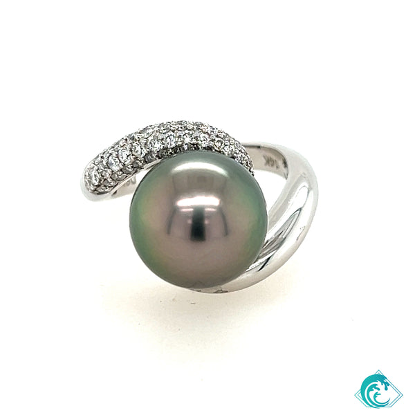 14KW Tahitian Pearl Monica Diamond Ring