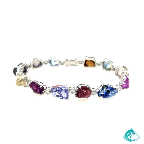 18KW Natural Multi Cut Sapphire Queen Bracelet