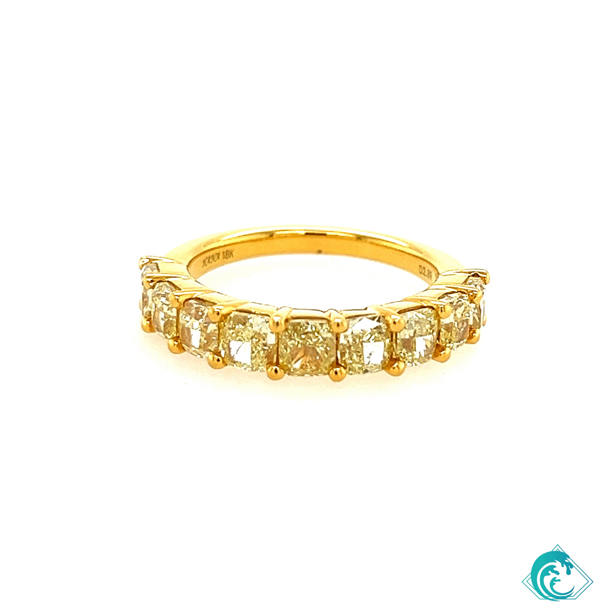 18KY Natural Fancy Oval Yellow Diamond Band