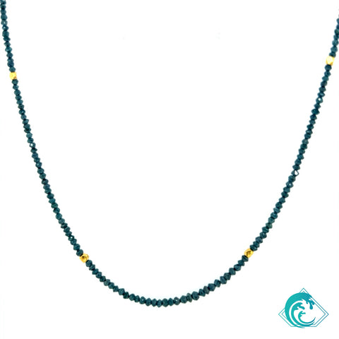 22K Beaded Blue Diamond Necklace