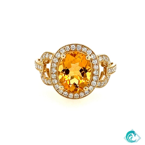 14KY Citrine Oval Ring