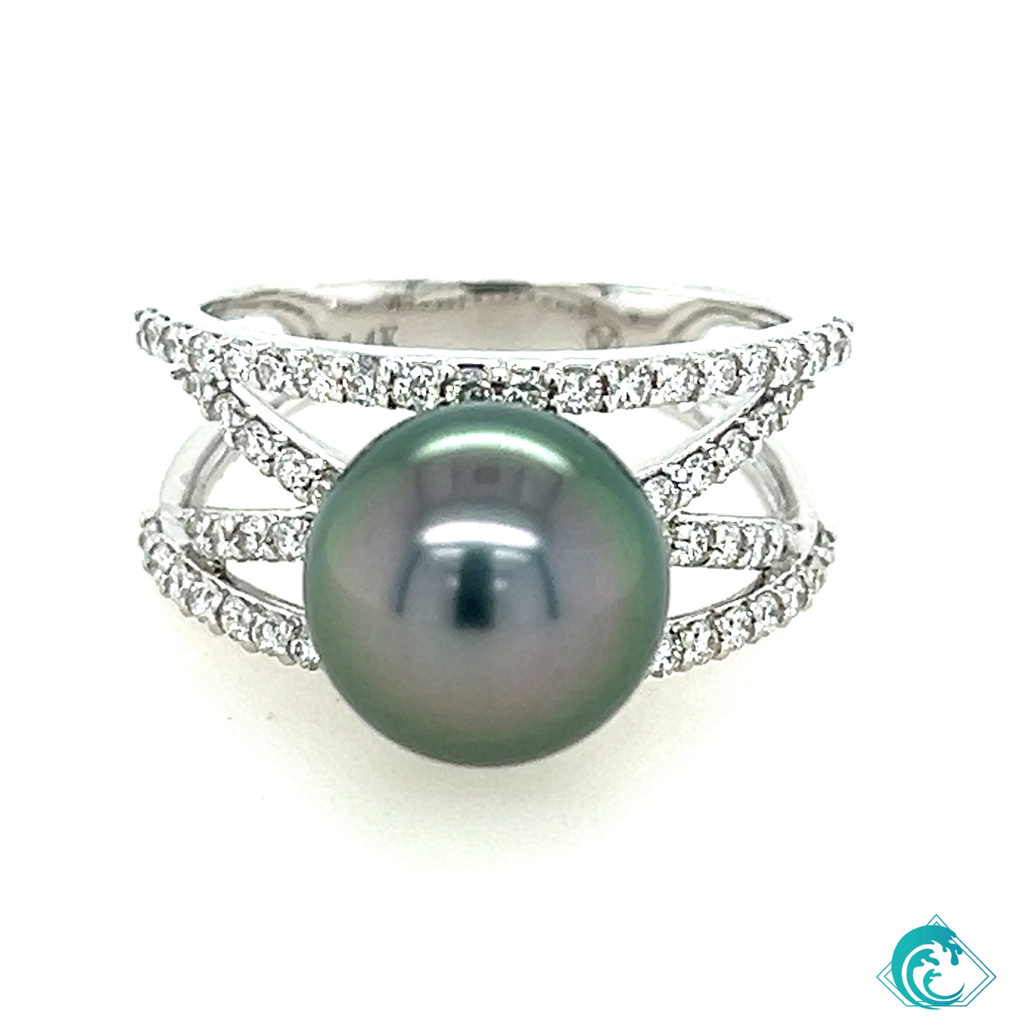 14KW Tahitian Pearl Gina Diamond Ring