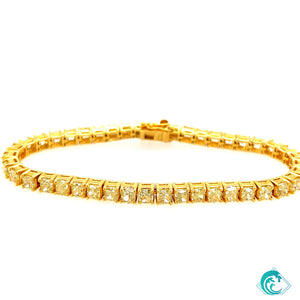 18KY Natural Fancy Yellow Diamond Tennis Bracelet