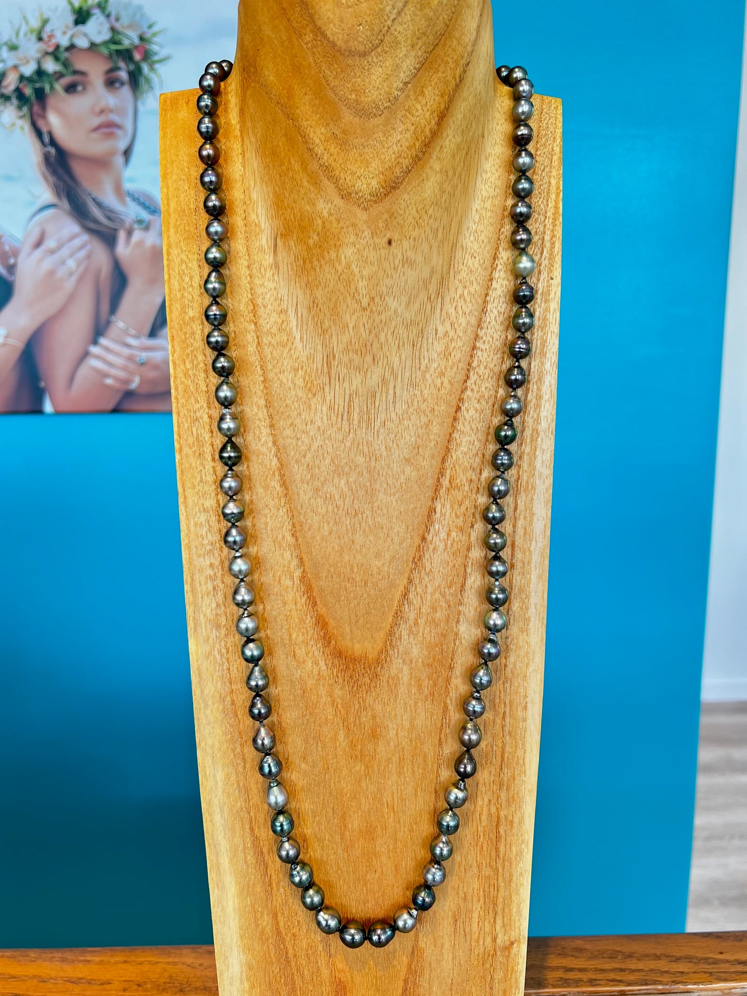 14KY Tahitian Pearl Peacock Toned Long Strand