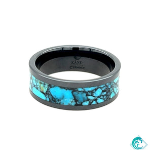 8mm Black Ceramic Pressed Kingman Turquoise Band