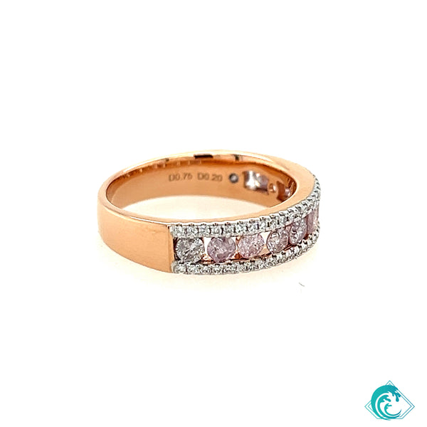 18KR Natural Pink Diamond Band