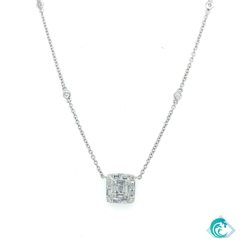 18KW Emma Baguette Diamond Necklace