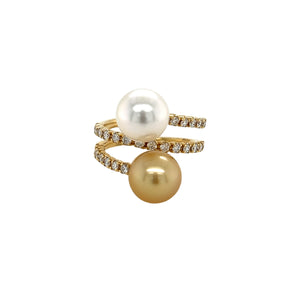 18KY South Sea Golden & Indonesian Pearl Diamond Ring