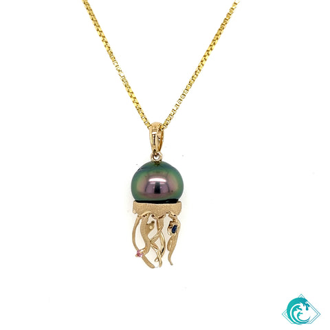 14KY Tahitian Pearl Jellyfish Pendant