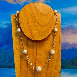 14K YG Golden Indonesian Pearl Nui Necklace