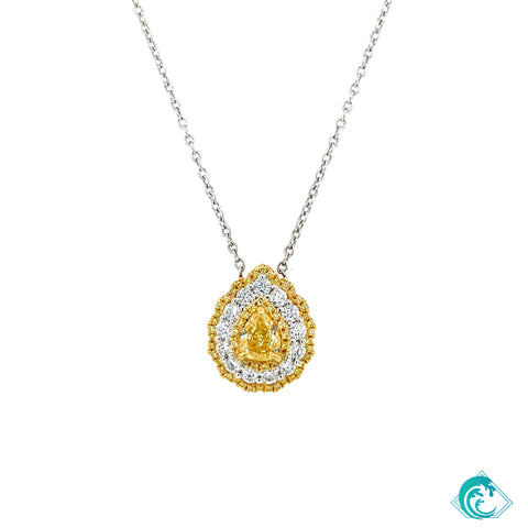 18K WY Fancy Pear Shaped Diamond Necklace