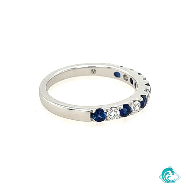 18KW Kalaheo Blue Sapphire & Diamond Band