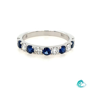 18KW Blue Sapphire & Diamond Band