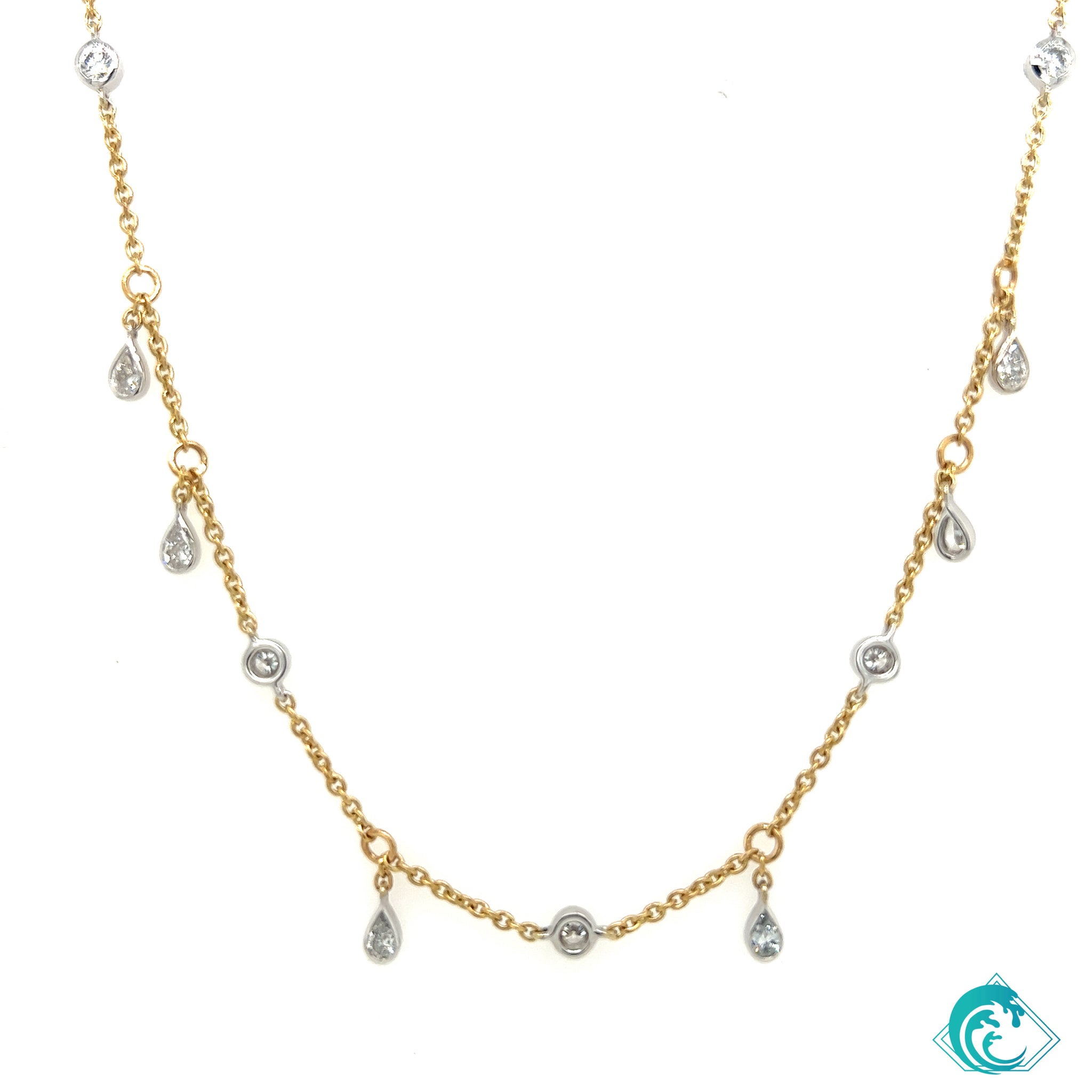 14KYW Two Tone Lab Diamond Tassel Necklace