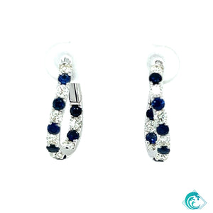 14KW Sapphire & Diamond Hoop Earrings