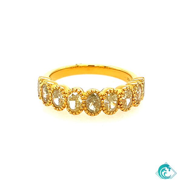 18KY Natural Oval Yellow Diamond Band