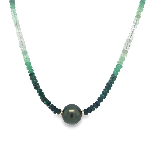 Emerald Ombré Tahitian Pearl Necklace
