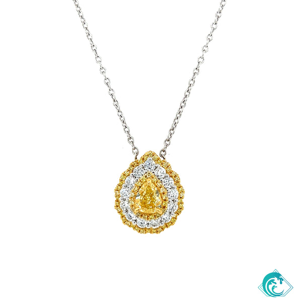 18K WY Fancy Pear Shaped Diamond Necklace