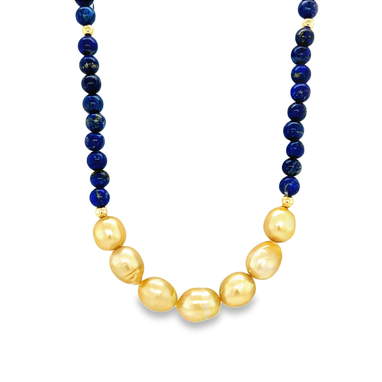 Golden Pearl & Lapis Necklace