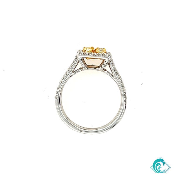 18KW Natural Fancy Cut Yellow Diamond Ring