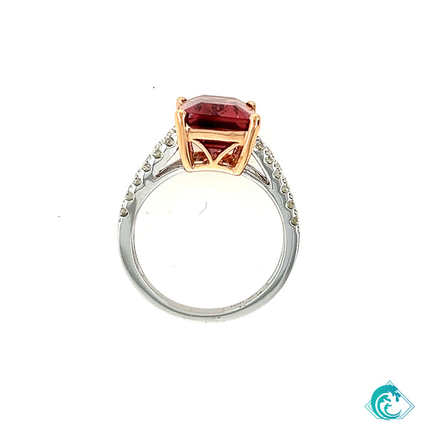 14K Two-Tone Gold Pink Tourmaline Ring