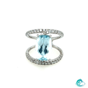 18KW Aquamarine Bella Ring