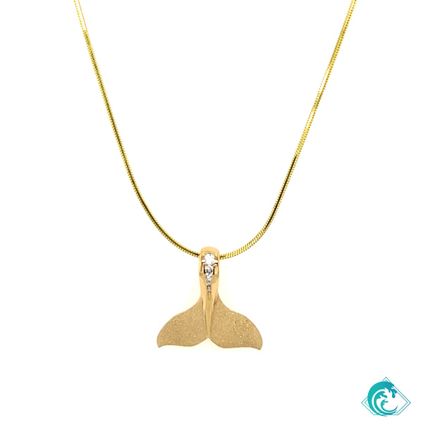 14KY Diamond Whale Tail Pendant