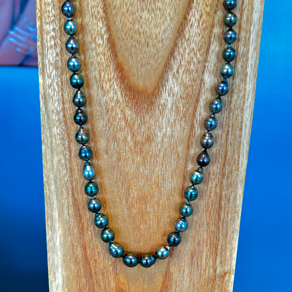 14KY Tahitian Pearl Peacock Toned Long Strand