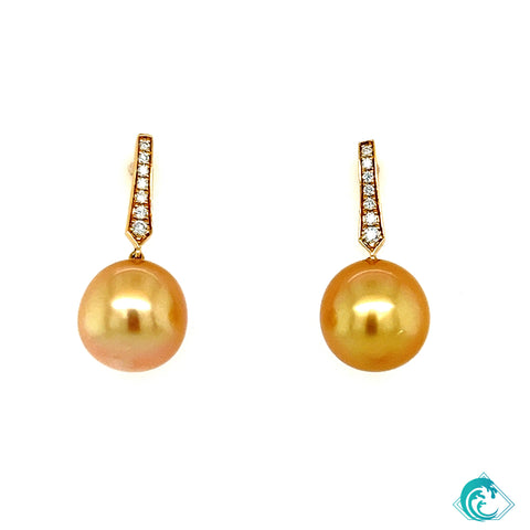 18KY Golden Rei Pearl Diamond Earrings
