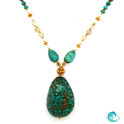 Vermeil Turquoise Freshwater Pearl Necklace