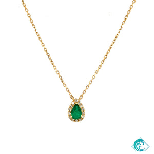 14K YG Emerald Pear Necklace