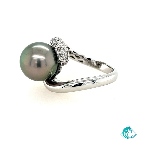 14KW Tahitian Pearl Monica Diamond Ring