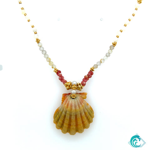 Vermeil Sunrise Shell & Freshwater Pearl Necklace