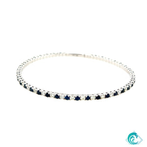 14KW Blue Sapphire & Diamond Flex Bangle