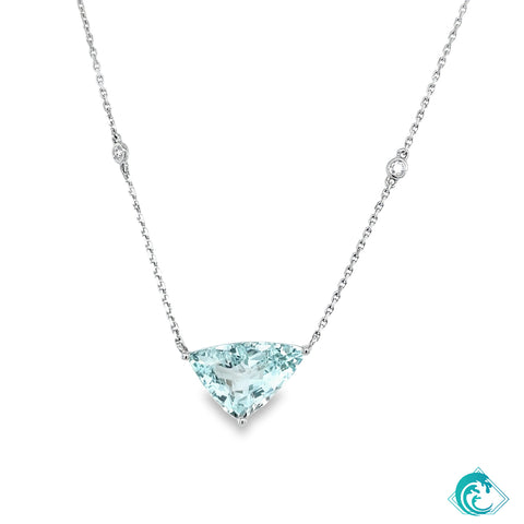 18KW Aquamarine Diamond Necklace