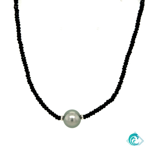 Black Tourmaline and Tahitian Pearl Necklace