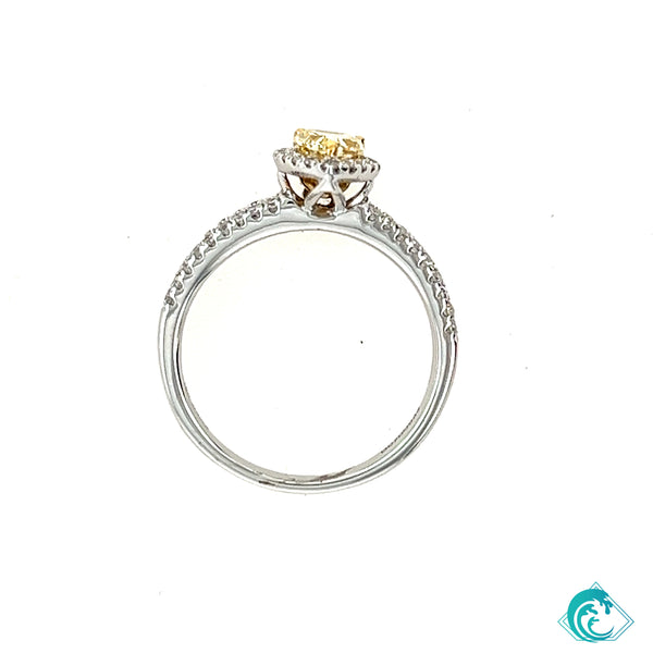 18KW Natural Pear Yellow Diamond Ring