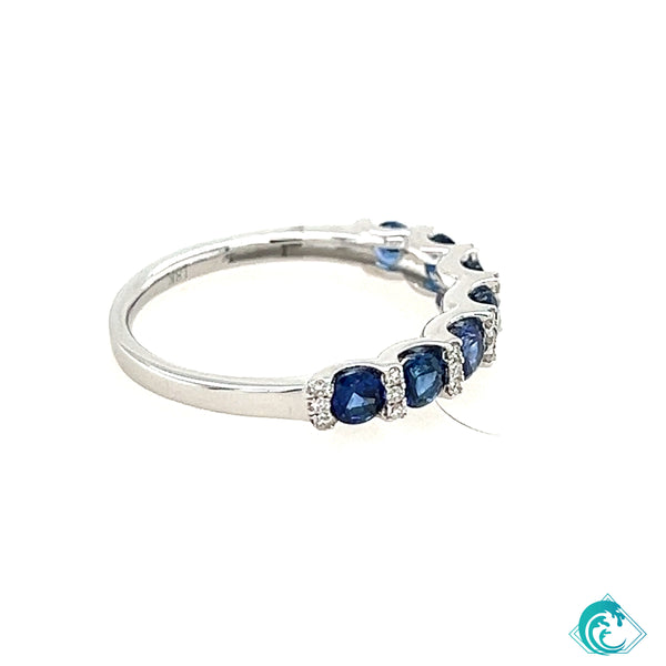 18KW Kipu Blue Sapphire & Diamond Band