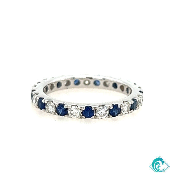 18KW Kalaheo Blue Sapphire & Diamond Eternity Band