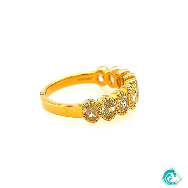 18KY Natural Oval Yellow Diamond Band