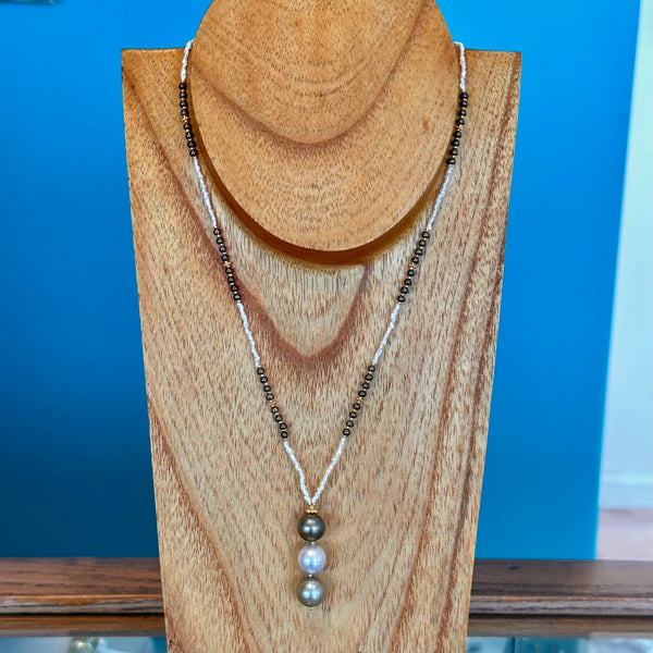 Vermeil Triple South Sea Pearl with Akoya Keshi Pearls Necklace