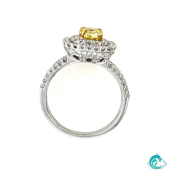 18KW Fancy Yellow Diamond Engagement Ring